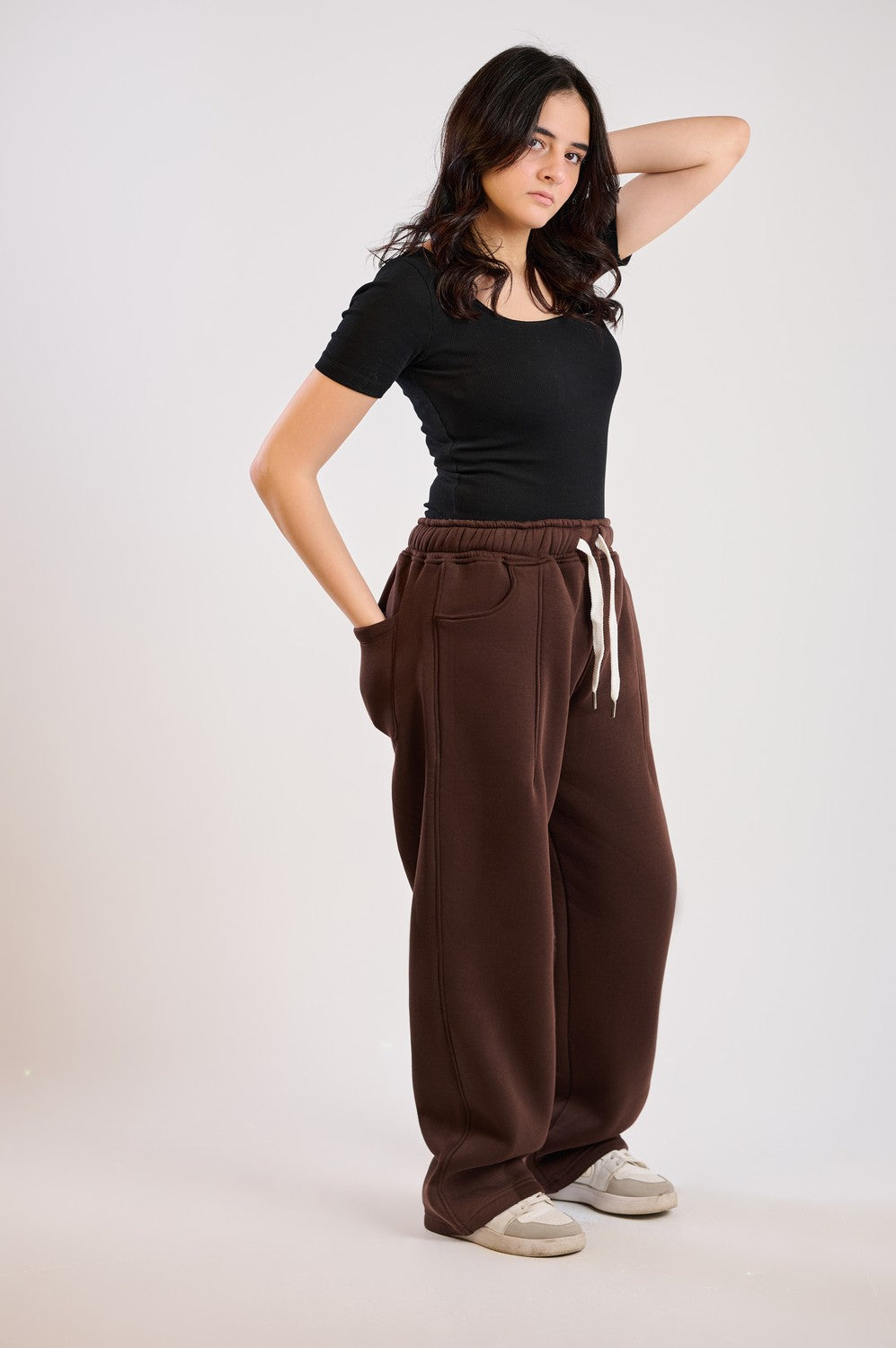 BASIC SWEATPANT-BROWN